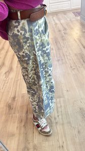 Sage Camo Barrel Jeans