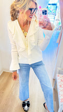 Cream Pearl and Ruffle Detail Cardigan