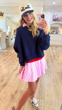 Red and Pink Striped Contrast Dress