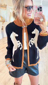 THML Black Horse Knit Cardigan
