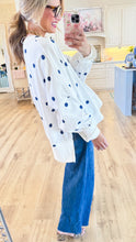 Off White and Navy Polka Dot French Terry Oversized Sweatshirt