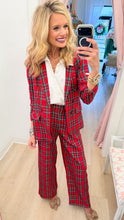 Red Tartan Plaid Blazer