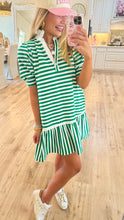 Kelly Green Striped Collard Dress
