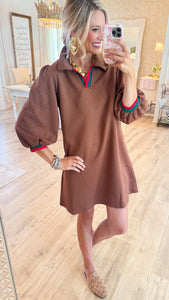 Brown 3/4 Sleeve Dress