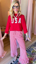 Red USA Cropped Sweater