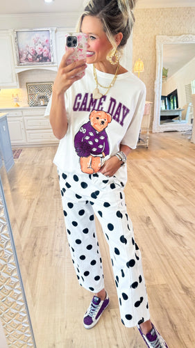 Purple Gameday Bear Tee
