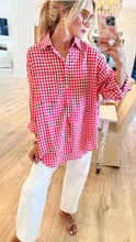 Ruby Gingham Button Down Top