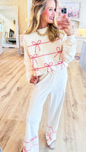 Cream Fleece Twist Bow Pant Set