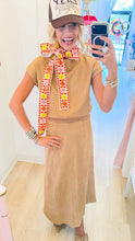 Camel Suede Skirt Set