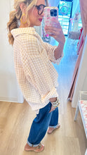 Beige Gingham Button Down Top
