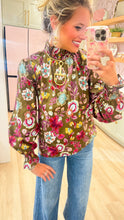 Olive Floral Mockneck Top