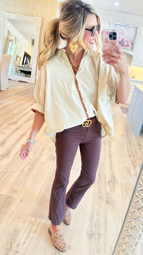 Tan Multi Contrast Hem Shirt