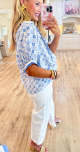 Chambray Printed Contrast Band Top