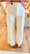 Cream High Waisted Contrast Stitch Pants