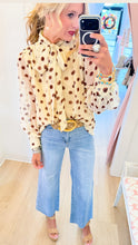 Cream and Brown Polka Dot Front Tie Top