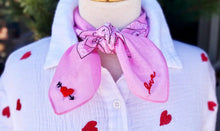 Pink Love Embroidered Bandana Scarf