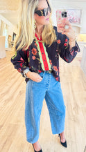 Black Floral Mix Textured Blouse