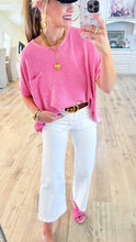 Hot Pink Corded Rib Oversized Top