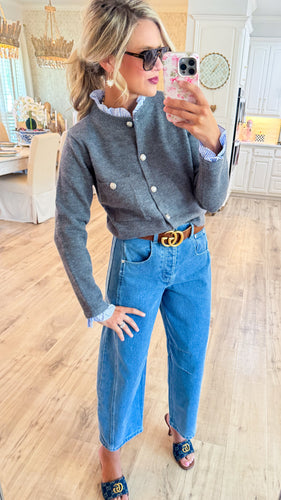 Grey Contrast Cardigan