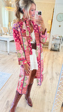 Multi Patch Work Long Kimono Coat