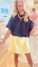 Navy Cropped Bubble Hem Tee