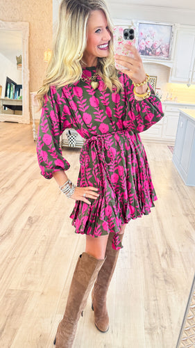 Green and Pink Flower Dress