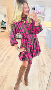 Green and Pink Flower Dress