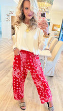 Red Bandana French Terry Barrel Pants
