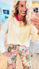 Off White Bubble Hem Long Sleeve Top