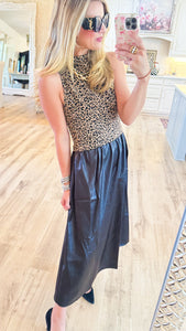THML Animal Print Contrast Maxi Dress