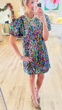 Multi Color Sequin Puff Sleeve Dress