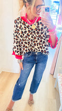 Rib Banded Leopard Pattern Knit Top