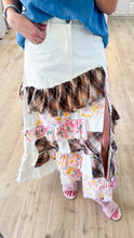 Pink and Cream Multi Patchwork Midi Skirt