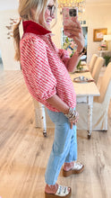 Red Tweed Pearl Detail Top