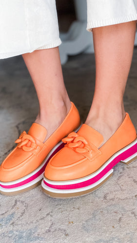 Orange and Pink Loafers