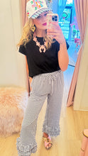 Black Gingham Layered Ruffle Hem Pants