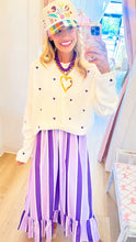 White and Purple Heart Cardigan