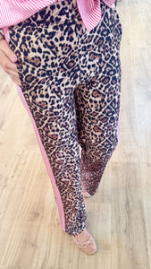 Pink Striped Leopard Pant Set