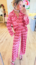 Pink and Red Heart Print Pant Set