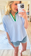 Blue Stripe Dolman Sleeve Top