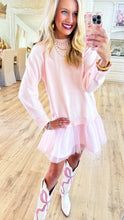 Pink sweater dress with Mesh Tulle Skirt