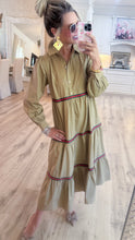 Taupe Tiered Long Sleeve Maxi Dress