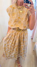 Beige Floral Embroidered Skirt Set