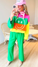 Multi Color Stripe Smiley Face Sweater