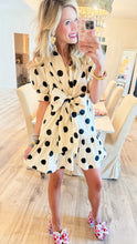 Ecru and Black Polka Dot Bow Mini Dress