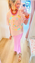 Mauve Smiley Boho Patchwork Tee