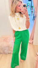 Green Eyelet Pants