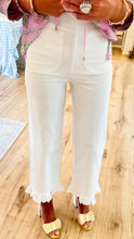 White Ruffle Hem Pants
