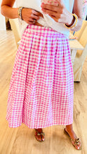 Pink Gingham Midi Skirt