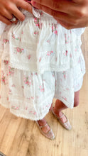 Ivory Floral Print Tiered Skirt